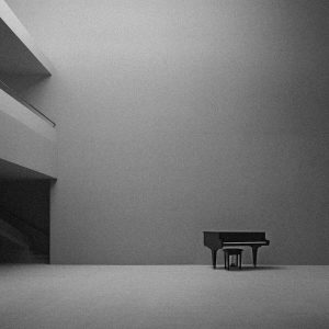 Foto en blanco y negro de un piano