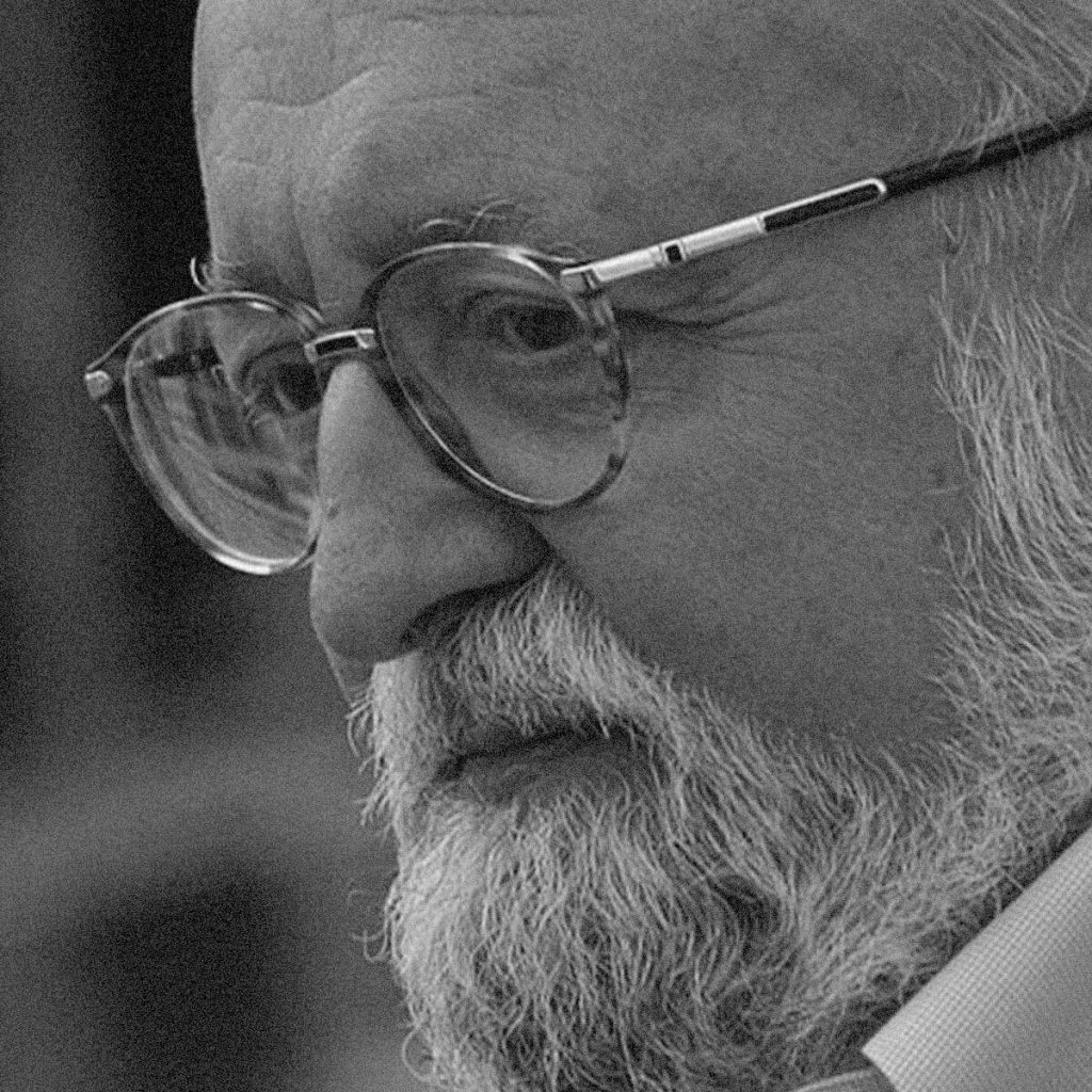 Retrato en blanco y negro de Kryzystof Penderecki