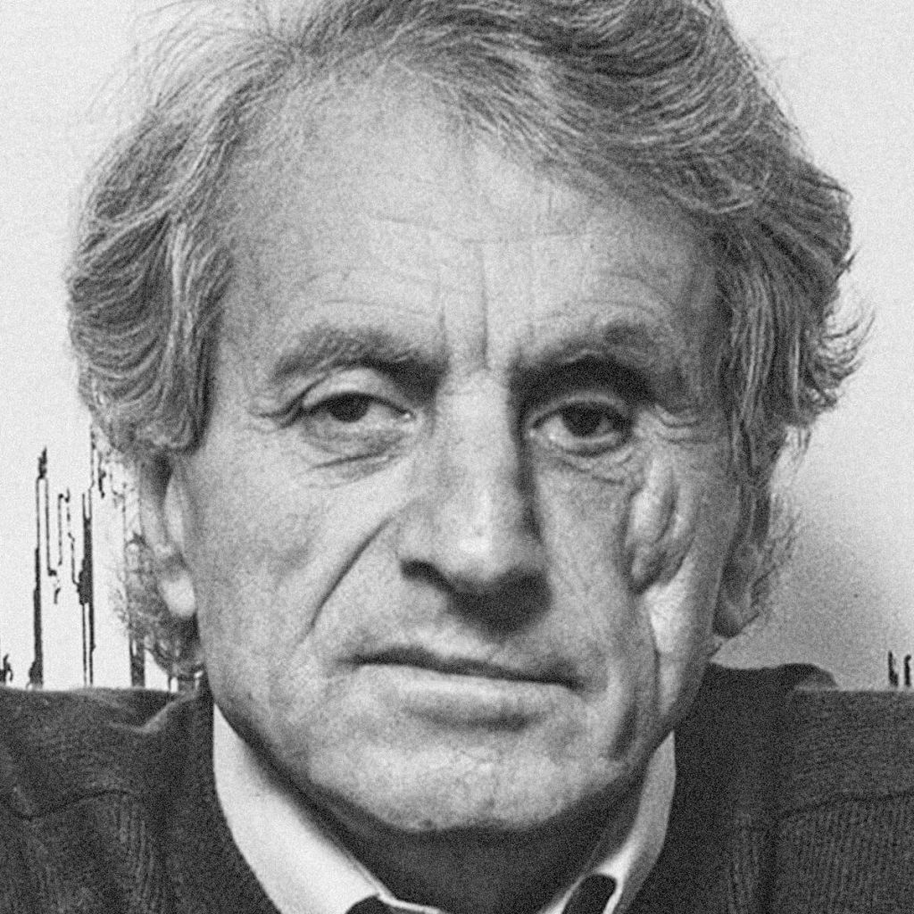 Retrato en blanco y negro de Yannis Xenakis